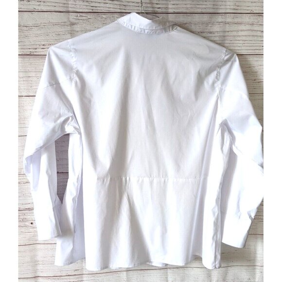 Zac &Rachel Woman Shirt White Peplum Lond Sleeves Button Up Cotton Blend Size 2X - Picture 2 of 11